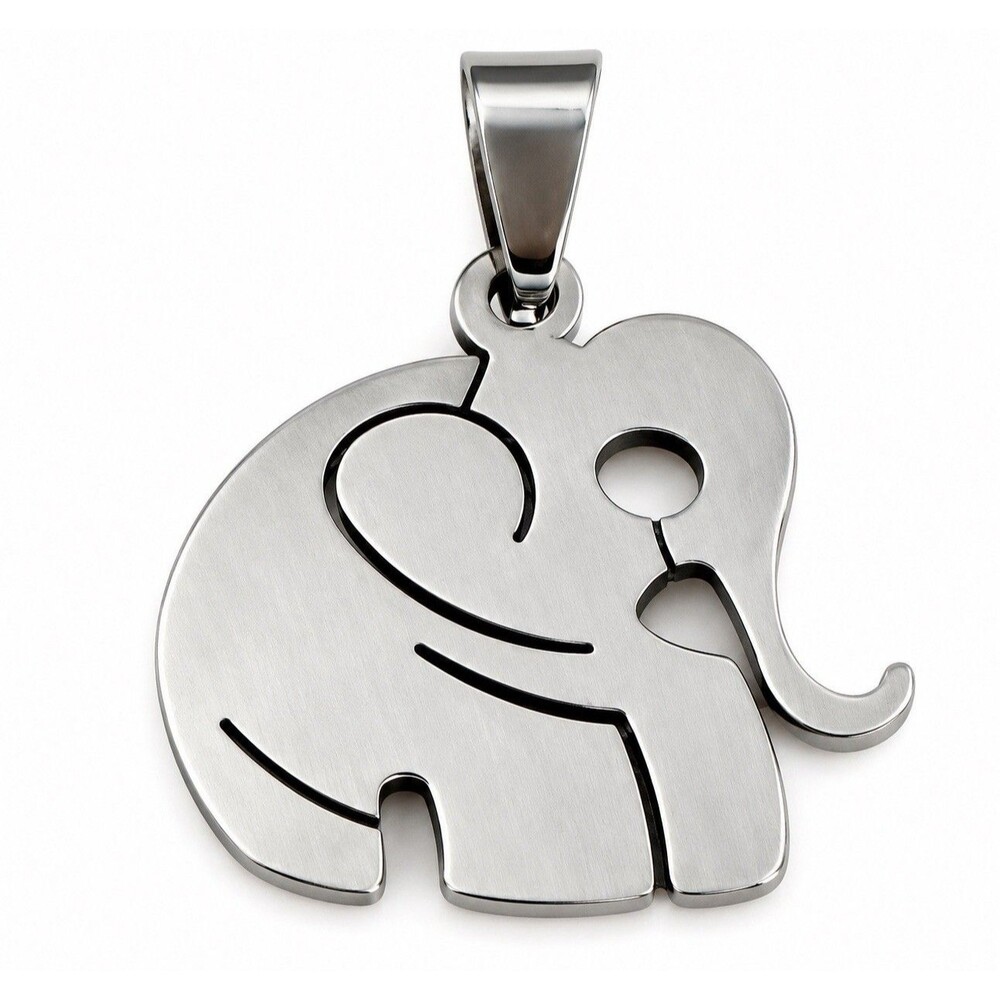 Elephant Stainless Steel Pendant Charm Safari Animal Jewelry Silver Tone